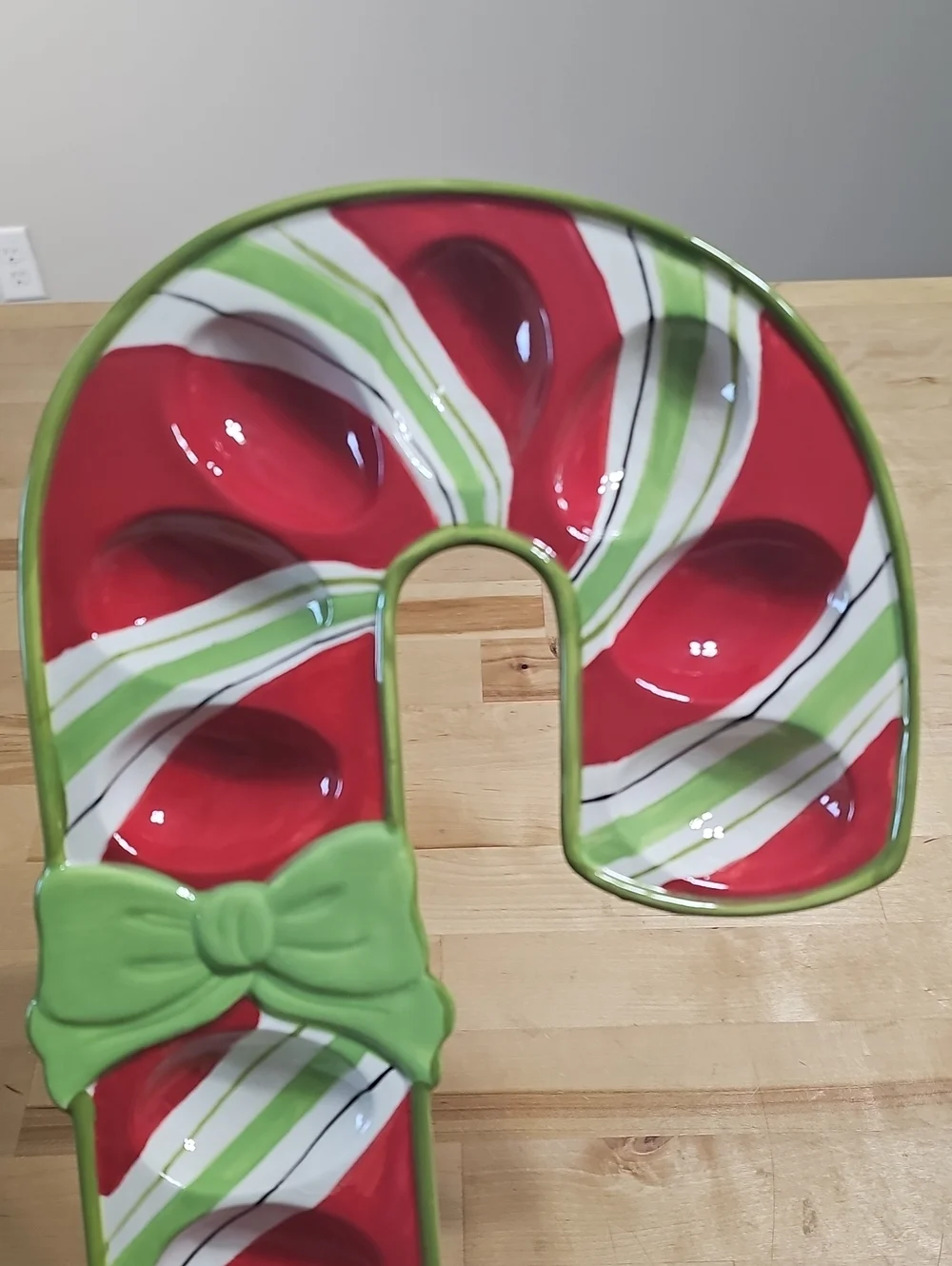 Christmas Ceramic Candy Cane Deviled Egg Plate